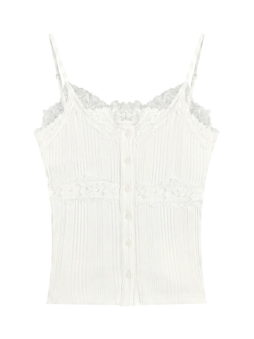White And Blue Lace Trim Tank