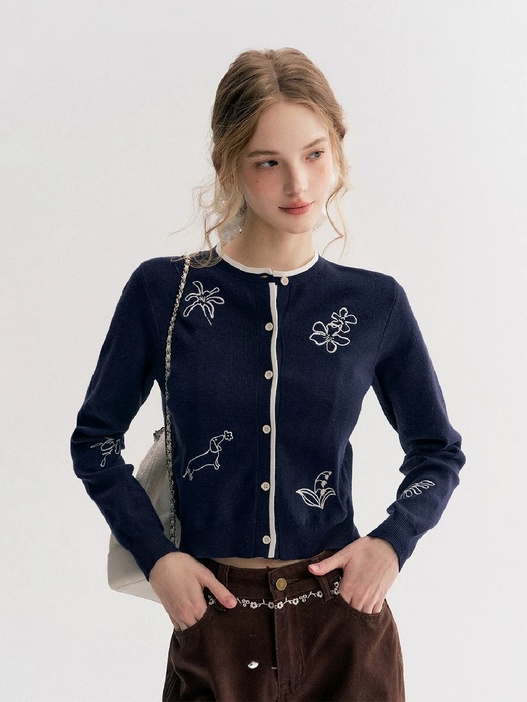 Layered Embroidered Cardigan