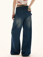 Vintage Ruffle Straight Leg Denim Jeans
