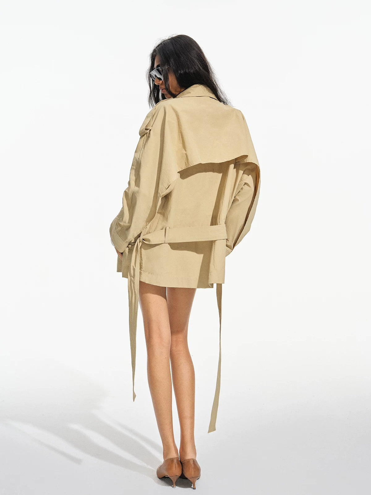 Stand Collar Belted Trench Coat