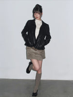Oat Gray Corduroy Mini Skirt
