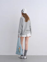 Lace Collar Stripe Sweatshirt