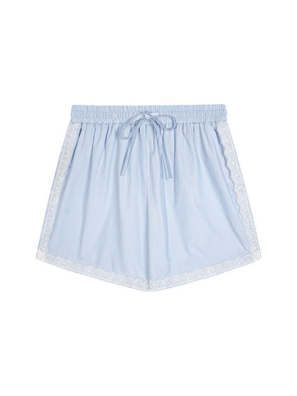 Lace Trim Shirt Set