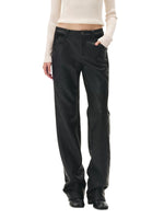 Diamond Embossed Straight Leather Pants