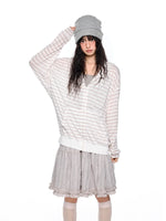 Striped Hooded Long Sleeve Top