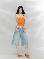 Rhinestone Cropped Jeans