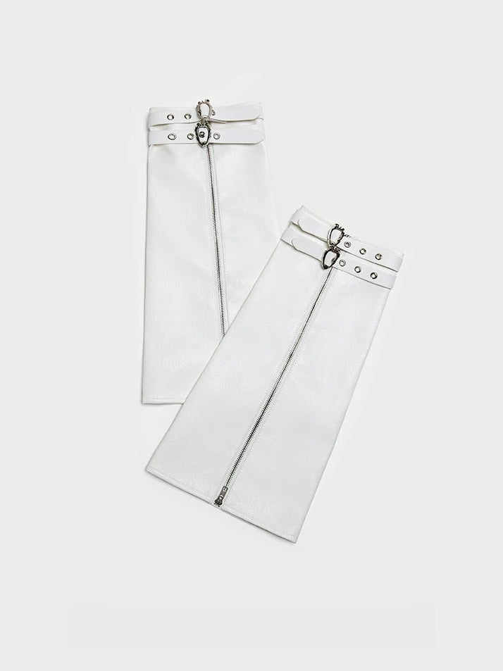 White Leather Leg Warmers