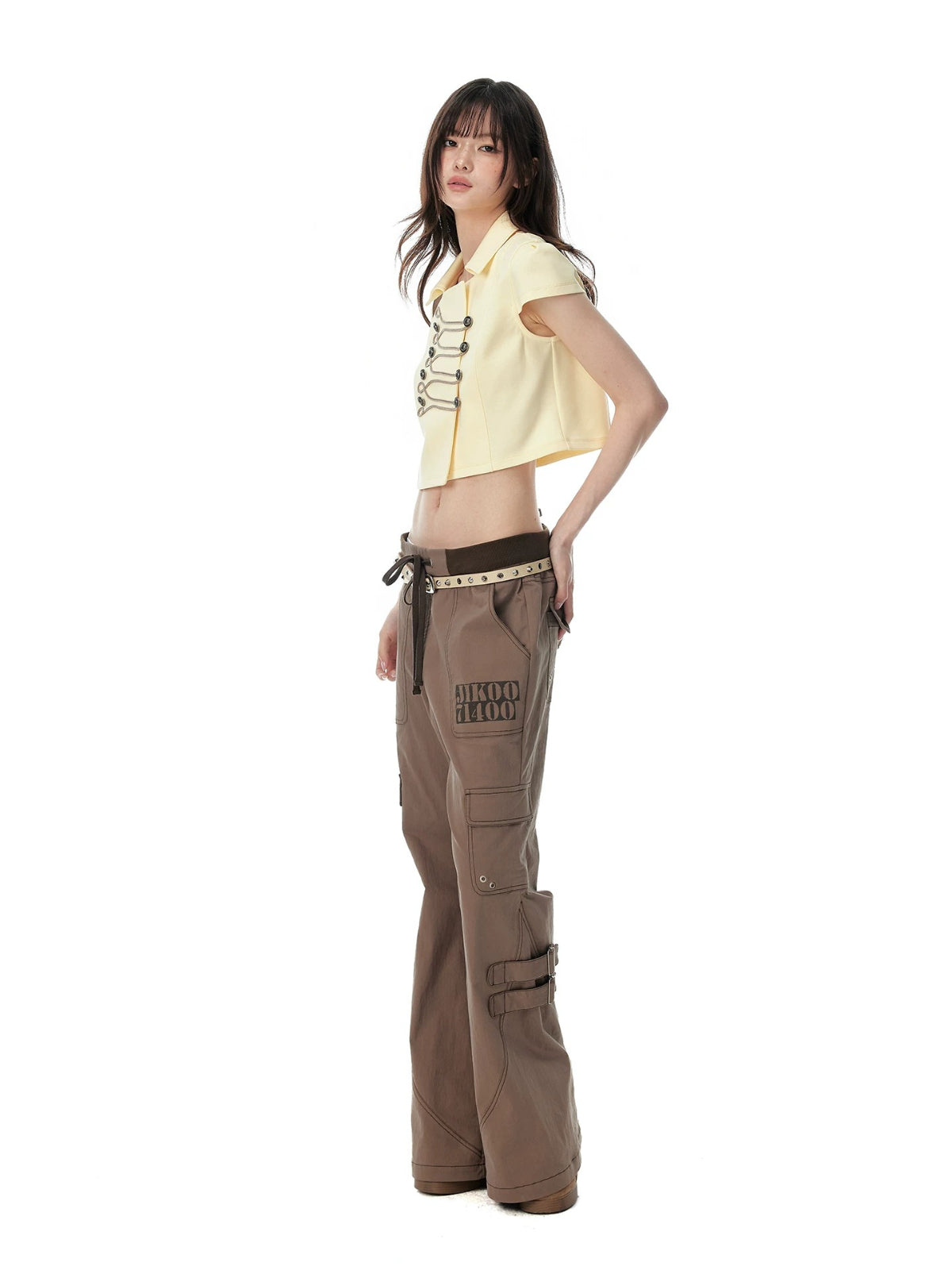 Double Breasted Cropped Polo Shirt