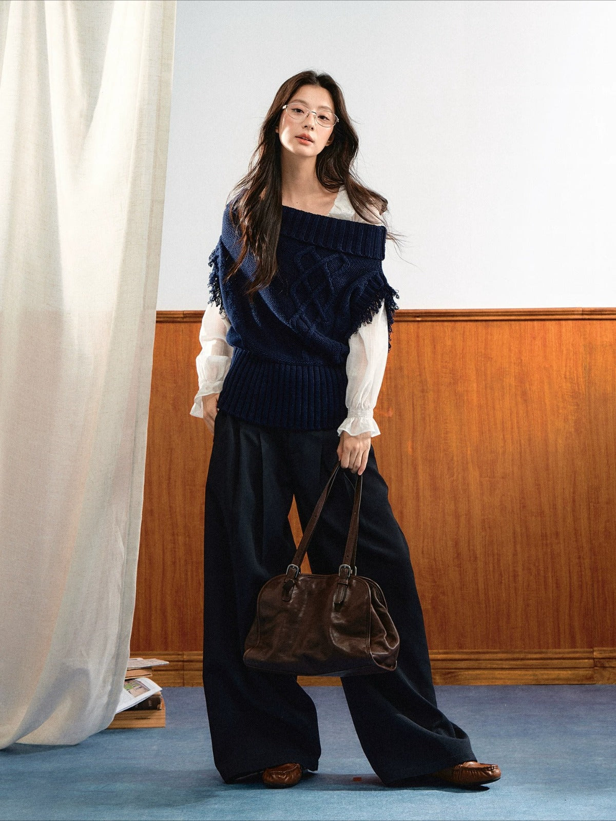 Asymmetric Ribbed Knit Vest
