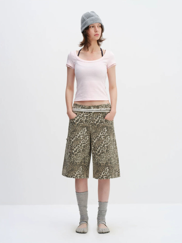 Lace Trim U-neck Tee