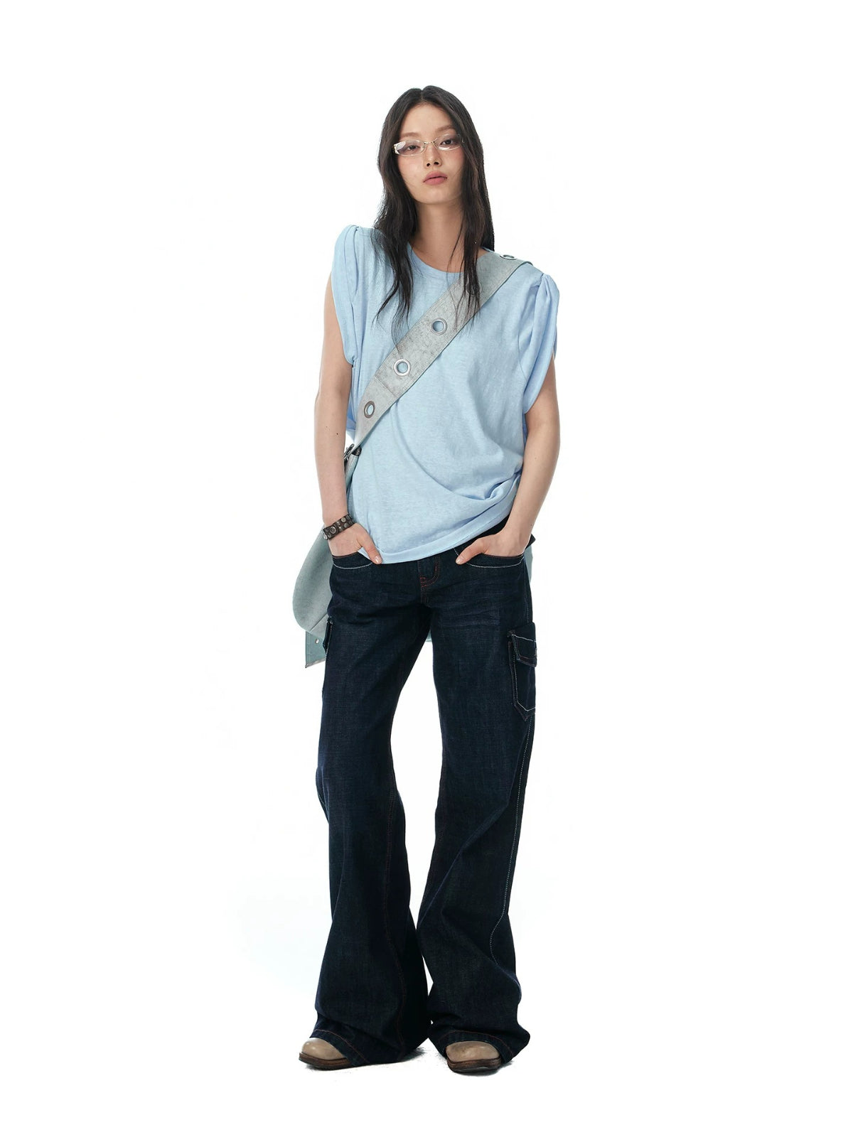 Textured Cotton Sleeveless T-Shirt