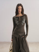Floral Embroidery Cutout Top