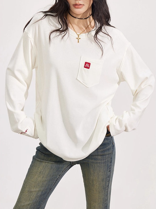 Raw-Edge Logo Embroidery T-shirt