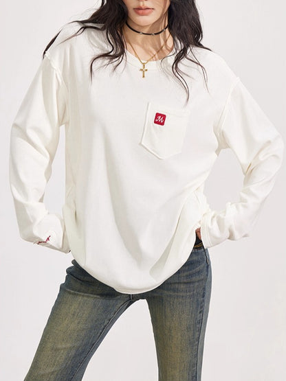 Raw-Edge Logo Embroidery T-shirt