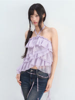 Lace Halter Chiffon Top