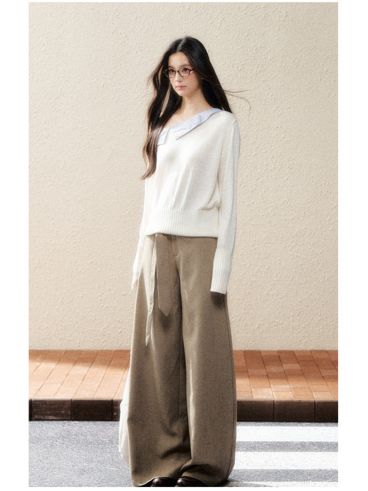 White Off-Shoulder Knit Pullover