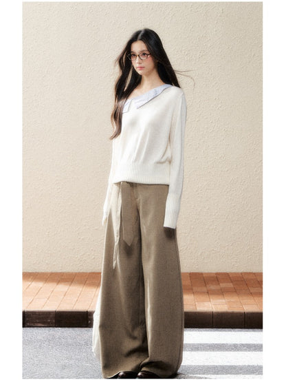 White Off-Shoulder Knit Pullover