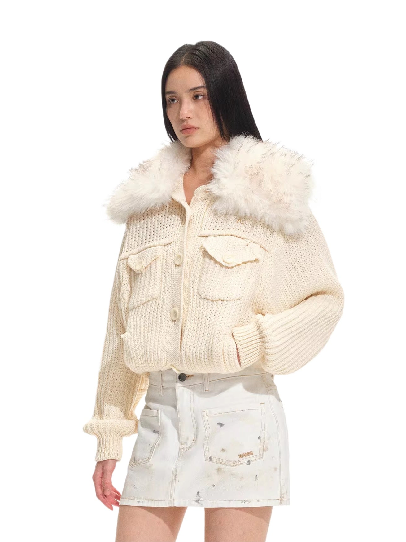 Colmar Fox Fur Oversized Cardigan