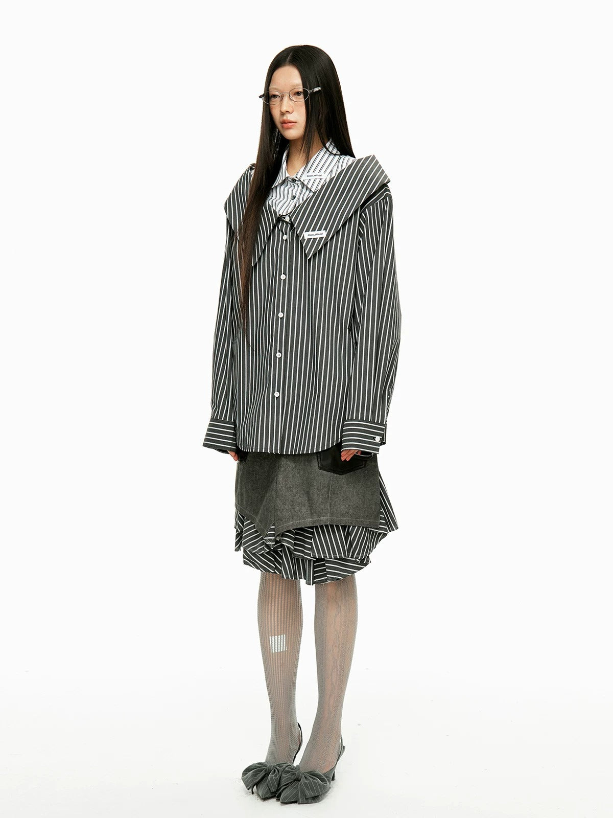 Detachable Stripe Off Shoulder Shirt