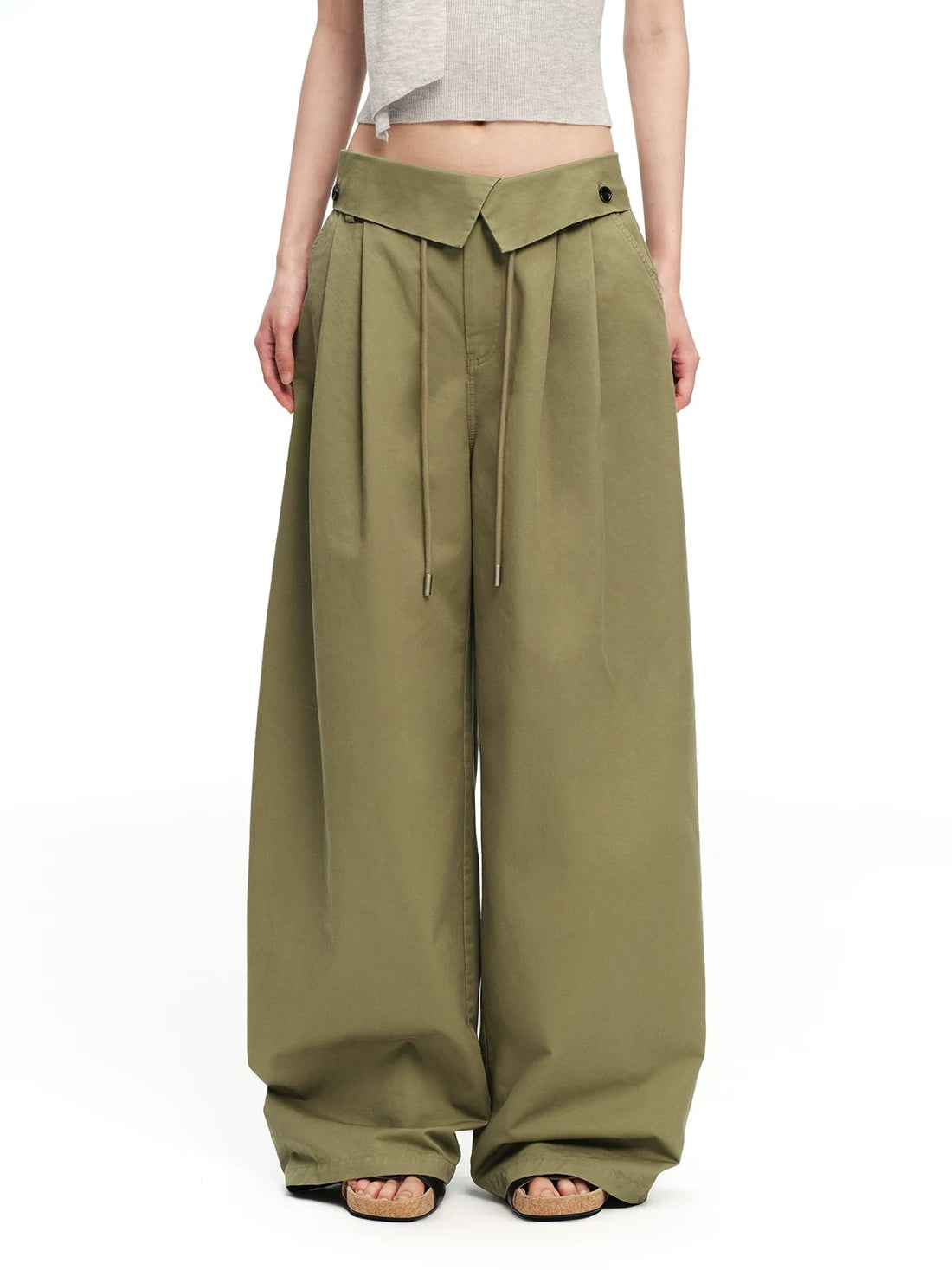 Crossover Wide-Leg Pants