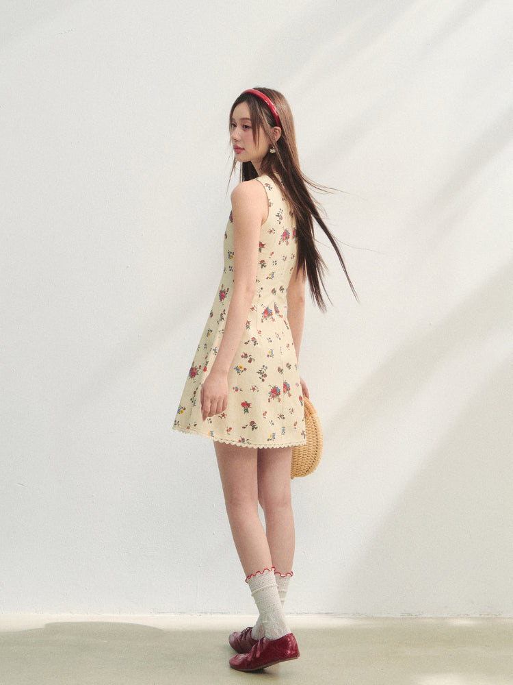 Flower Print Sleeveless Dress