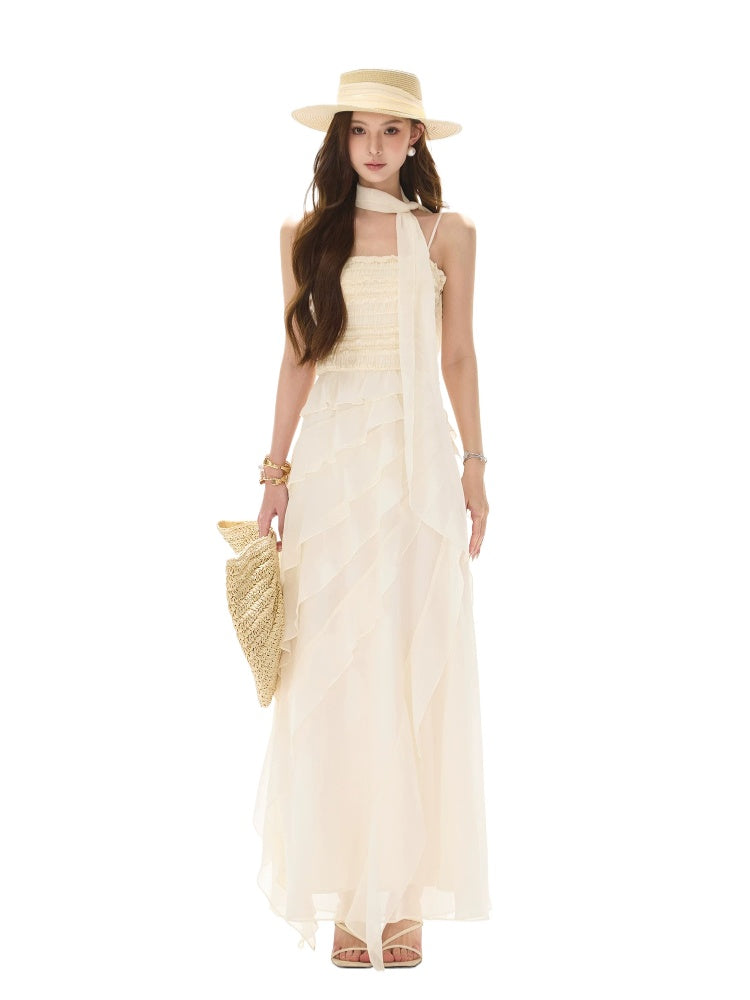 Ruffle Chiffon Maxi Dress