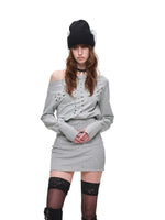Cross Stud Off-Shoulder Dress
