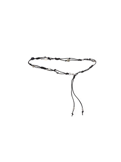 Hand-Woven Metal Flowers and Natural Stones Waist Chain