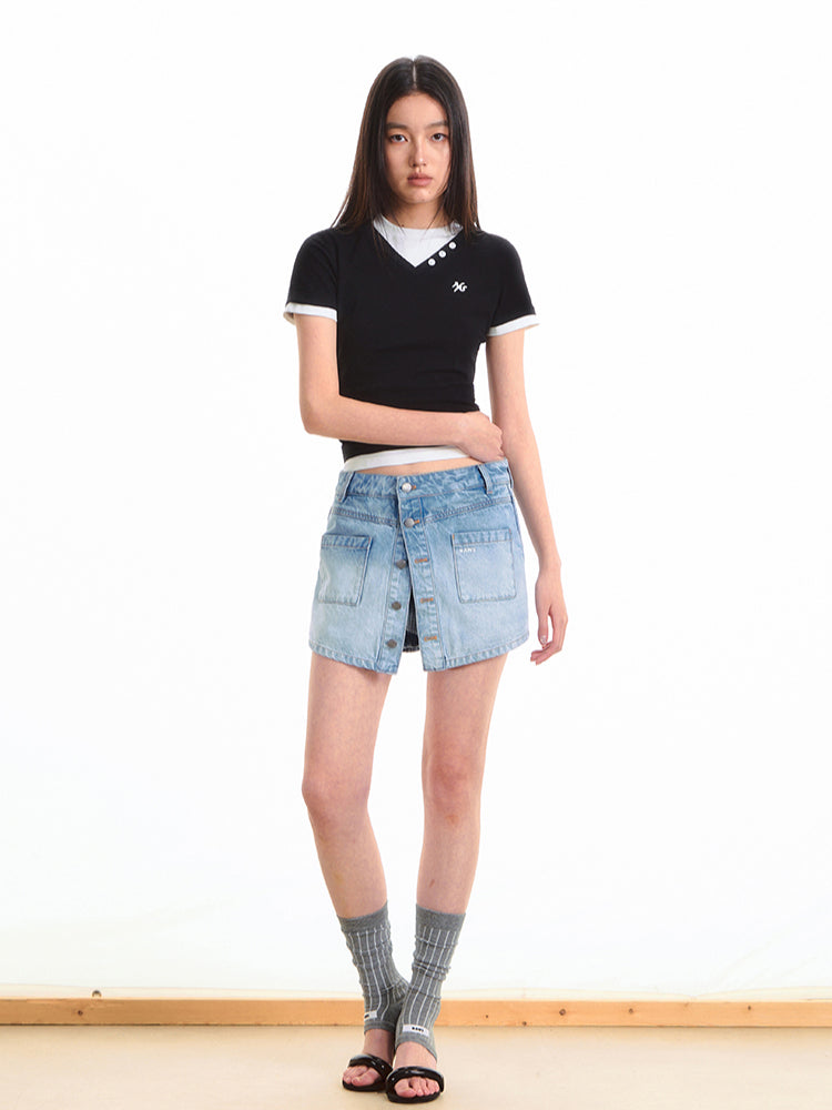 Faux Layered Short Sleeve T-shirt