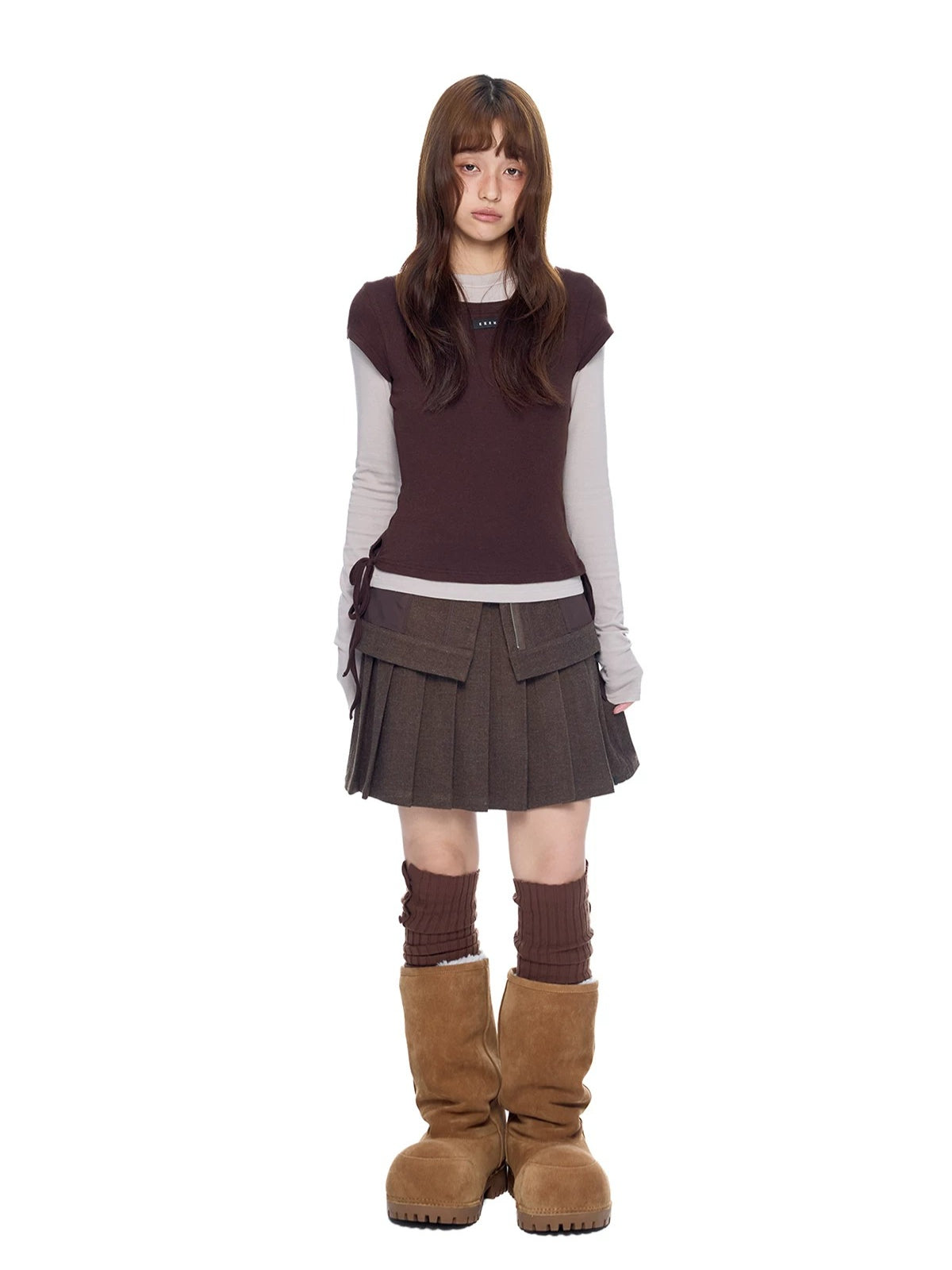 Vintage Pleated Wool Mini Skirt