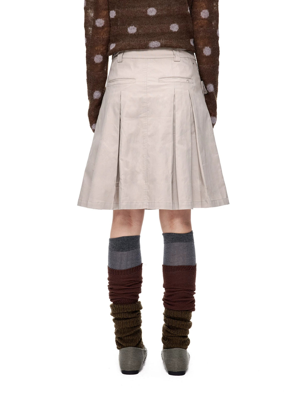 Pleated A-Line Midi Skirt