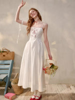 Fountain Embroidered White Dress