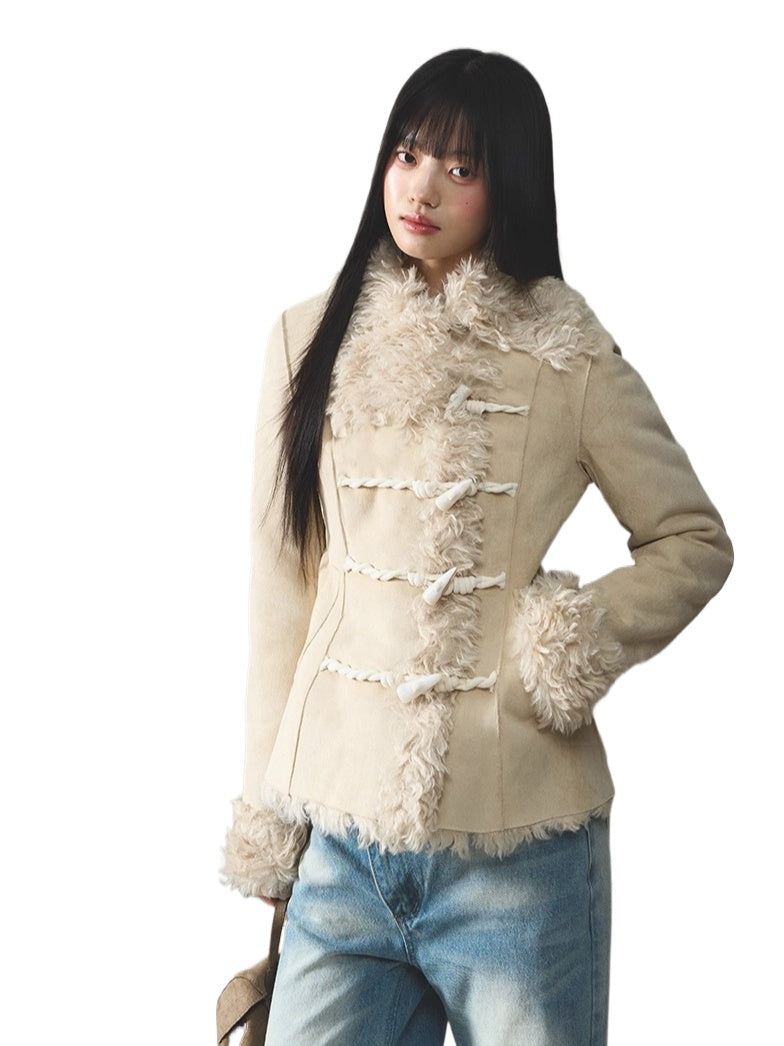 Faux Shearling Toggle Coat