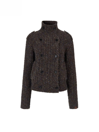 Colorfleck High-Neck Cardigan Jacket