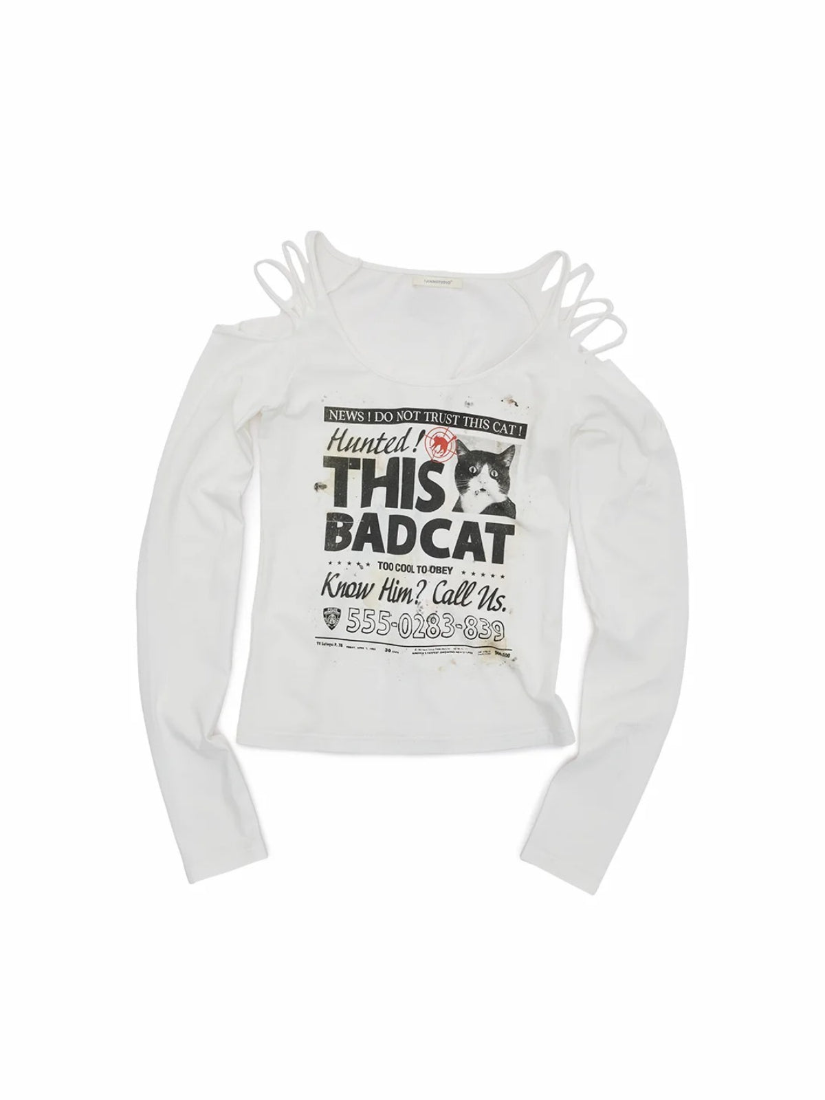 Cat Foil Print Cutout Top