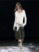 Sweet Ruffle Asymmetric Tencel Top