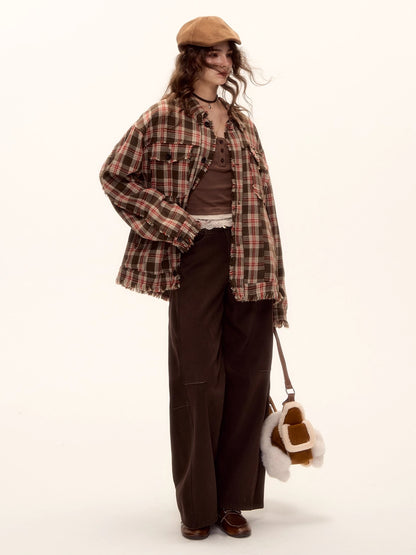 Belted Contrast Stitch Denim Pants