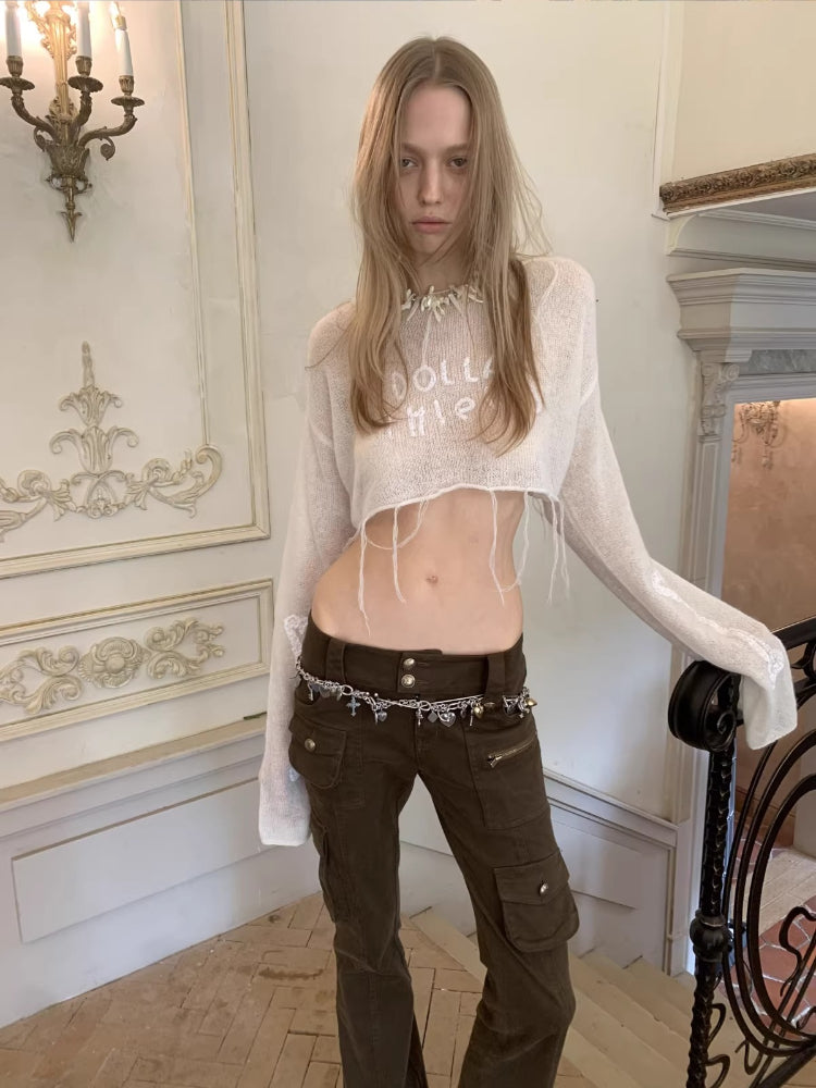 Washed Canvas Cargo Flare Pants