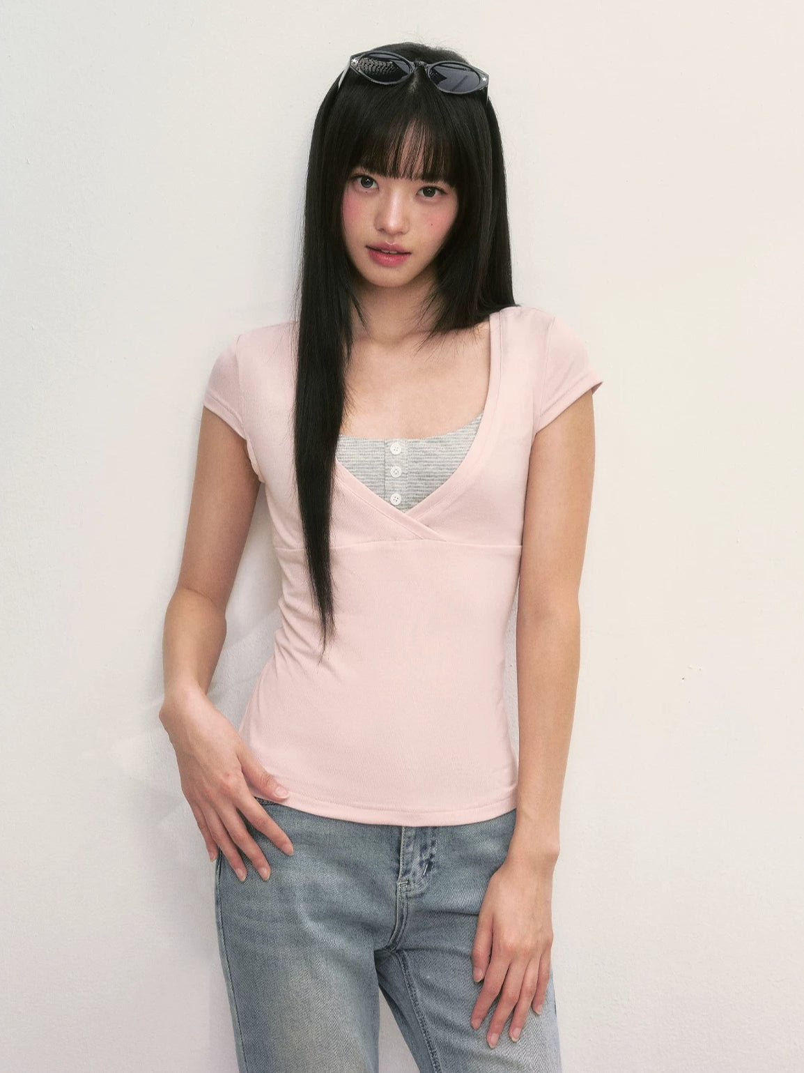 Pink Striped Layered Top Set