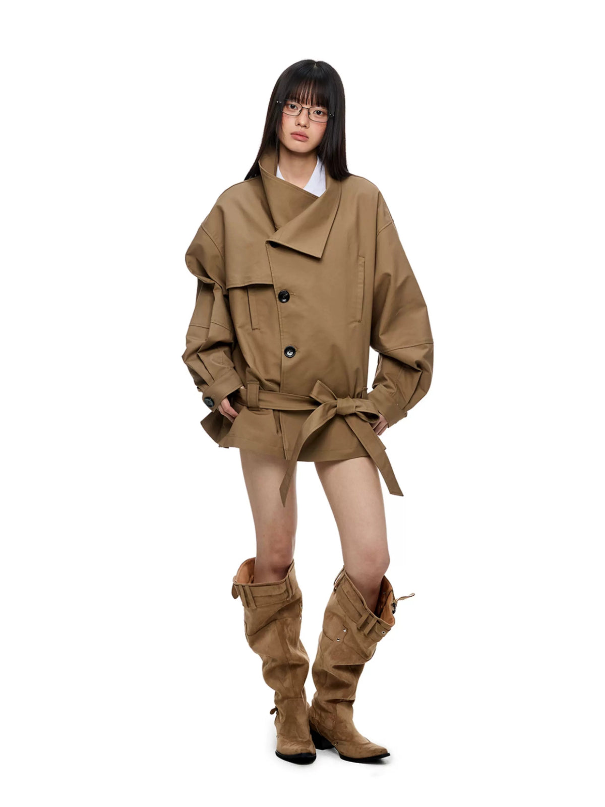 Vintage Oversized Lapel Trench Jacket