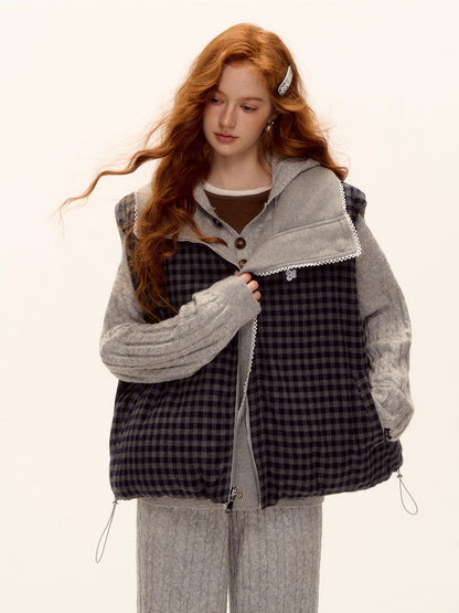Reversible Check Lace Vest