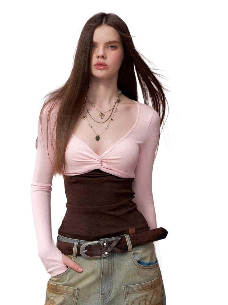 Bandeau Faux Two-Piece Top