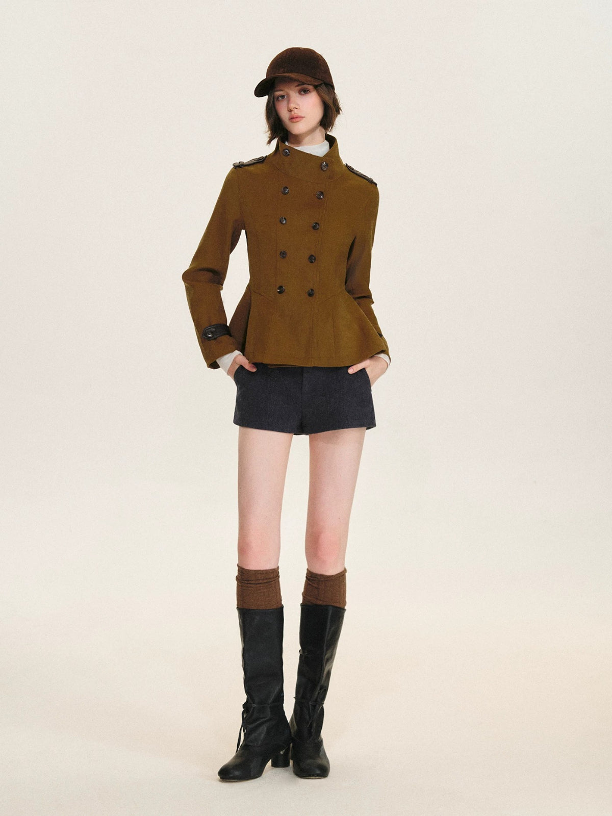 Belted Wool Blend Tailored Shorts