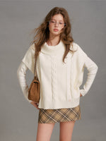 Oat Cookie Plaid A Line Mini Skirt