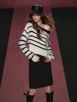 Slanted Stripe Knit Top