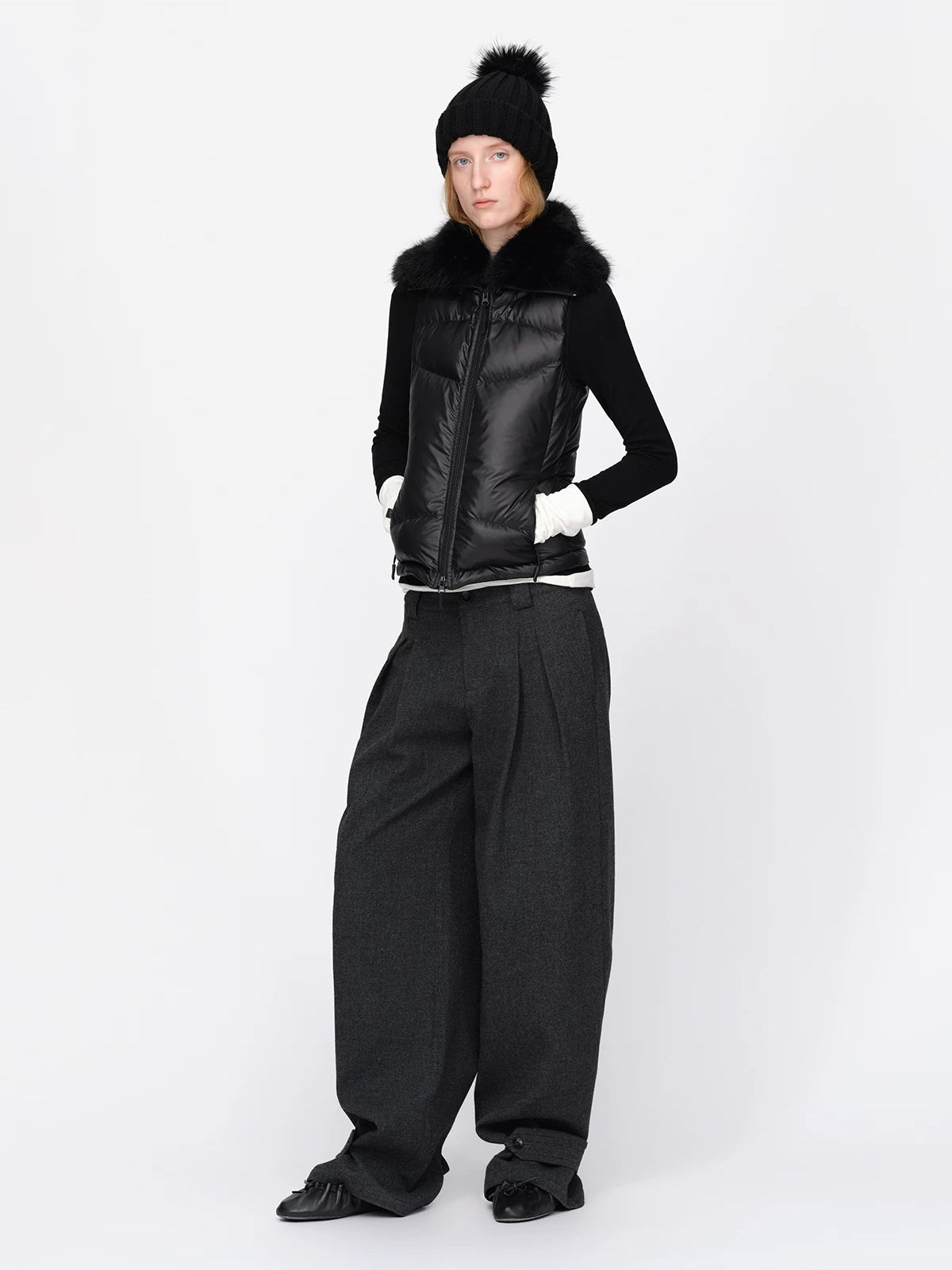 Wool Wide Leg Tailored Pants