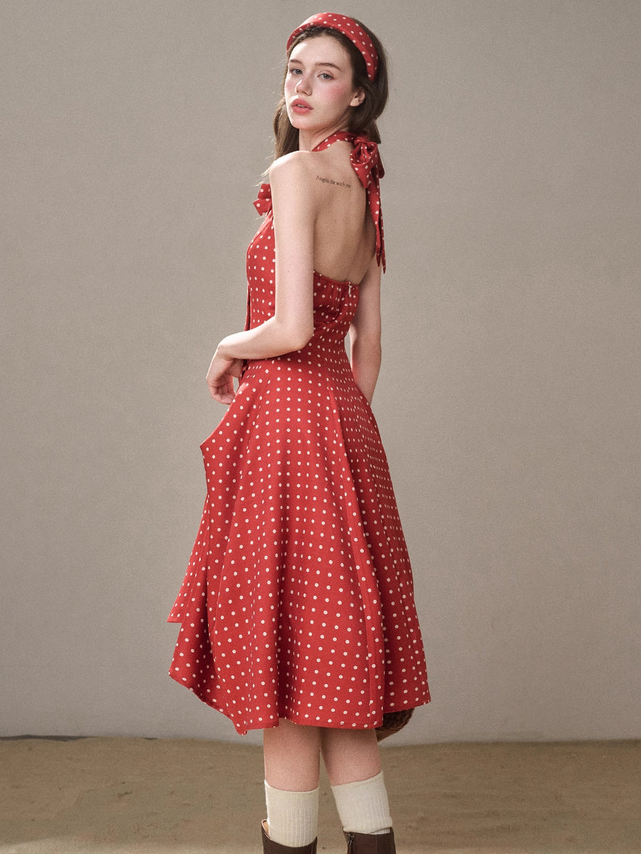 Berry Bordeaux Red Halter Dress