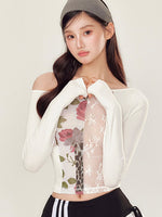 Lace Floral Off-Shoulder T-shirt & Skirt Set