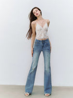 Washed Flared Denim Jeans