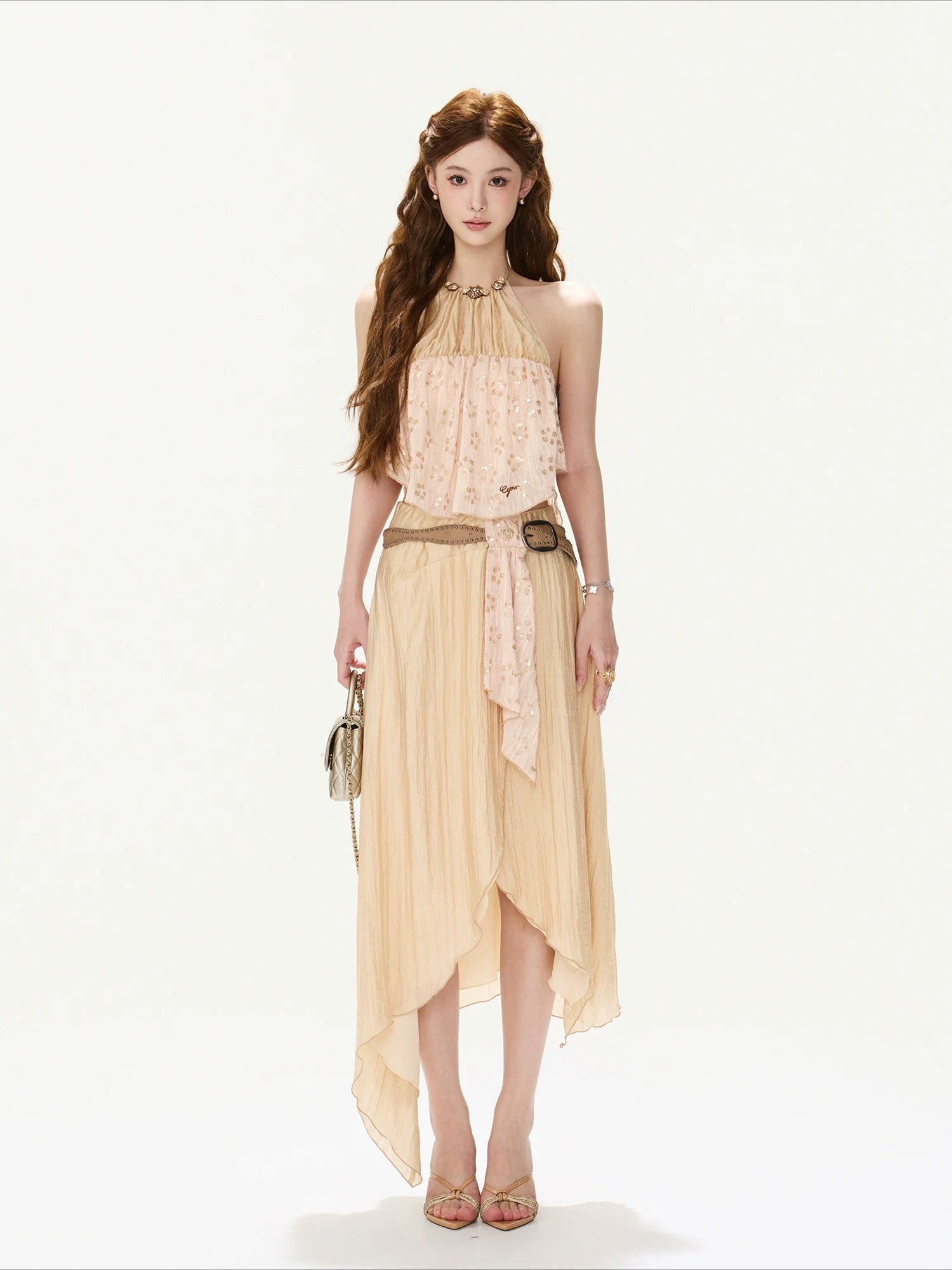 Beaded Halter Top &amp; Skirt Set